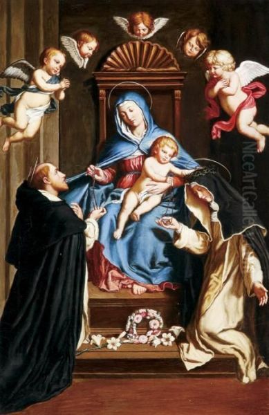 The Madonna Ofthe Rosary Oil Painting by Giovanni Battista Salvi