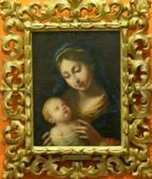 Madonna Med Barnet. Oil Painting by Giovanni Battista Salvi