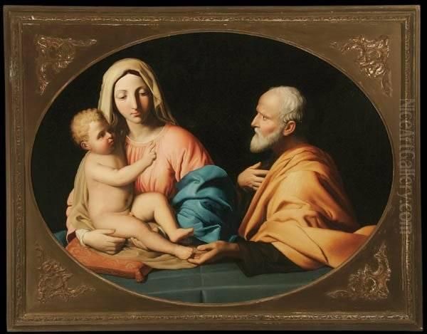 Manner Of Giovanni Battista Salvi , The Holy Family Oil Painting by Giovanni Battista Salvi