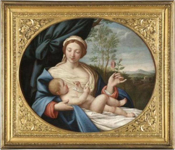 The Madonna And Child With The Rose Oil Painting by Giovanni Battista Salvi