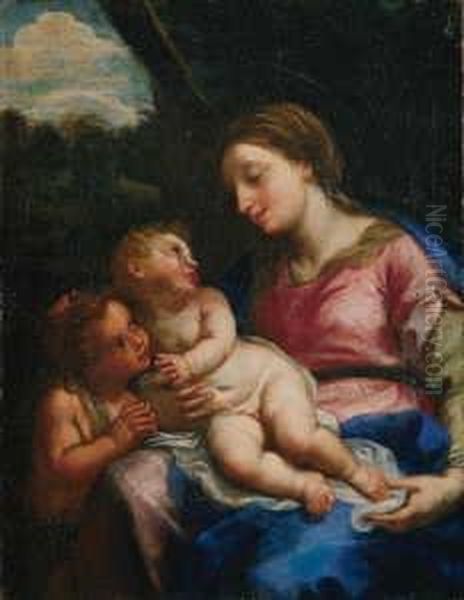 Madonna Mit Kind Und Dem Johannesknaben. Oil Painting by Giovanni Battista Salvi