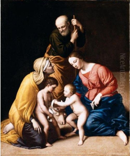 The Holy Family With The Infant Saint John The Baptist And Saint Elizabeth Oil Painting by Giovanni Battista Salvi