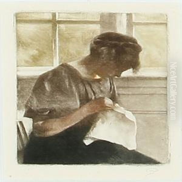 Ung Pige, Der Syer Oil Painting by Peder Vilhelm Ilsted