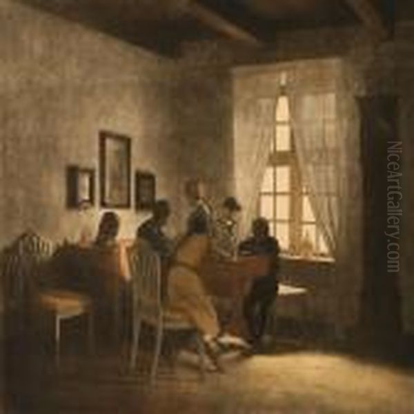 Three Scenes Oil Painting by Peder Vilhelm Ilsted