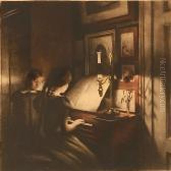 Two Interiors Oil Painting by Peder Vilhelm Ilsted