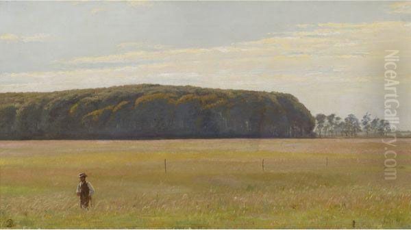 Figure In A Summer Landscape Oil Painting by Peder Vilhelm Ilsted