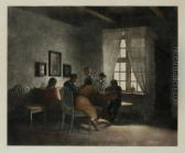 Homework Oil Painting by Peder Vilhelm Ilsted