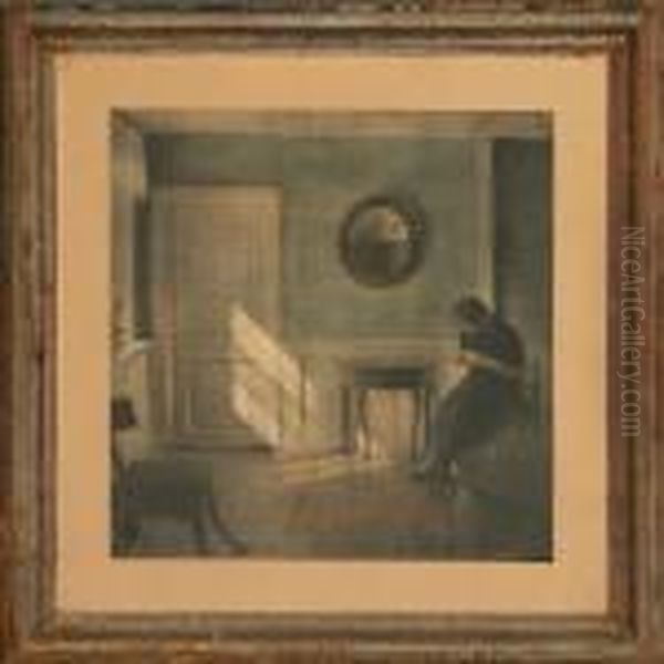 Solskinsinterior Oil Painting by Peder Vilhelm Ilsted