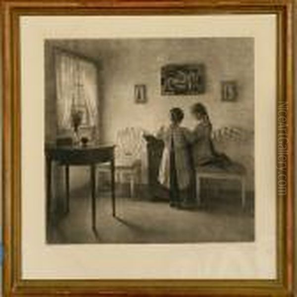 To Legende Smaapiger Oil Painting by Peder Vilhelm Ilsted