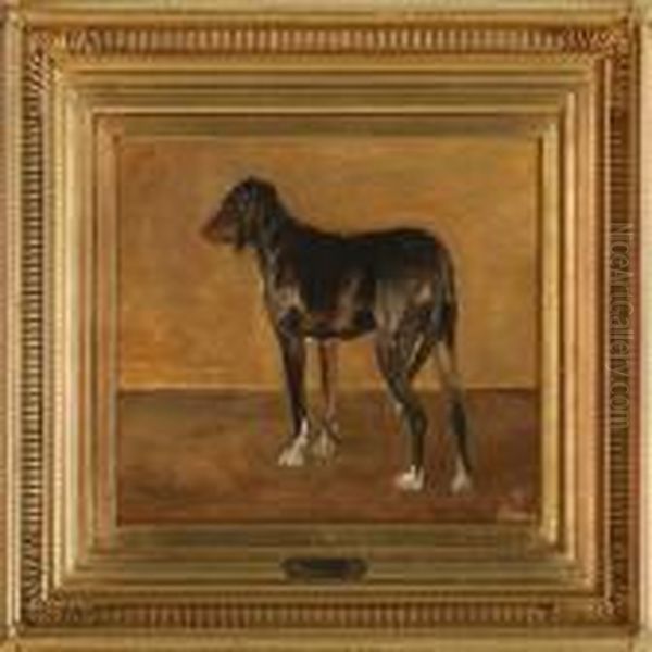 A Brown Sporting Dog Oil Painting by Peder Vilhelm Ilsted