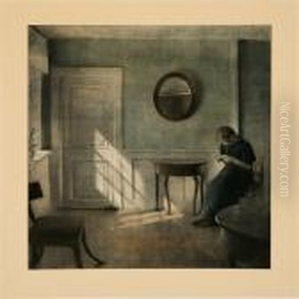 Solskinsinterior Oil Painting by Peder Vilhelm Ilsted