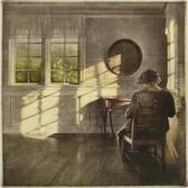 Sunshine Oil Painting by Peder Vilhelm Ilsted