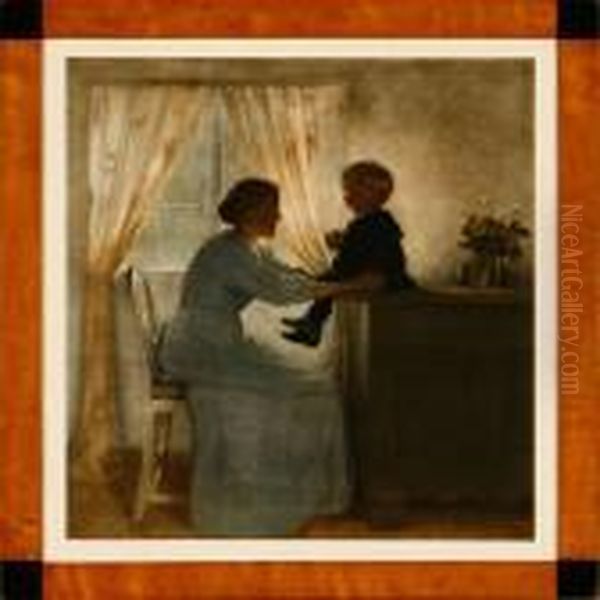 Mother And Child Oil Painting by Peder Vilhelm Ilsted