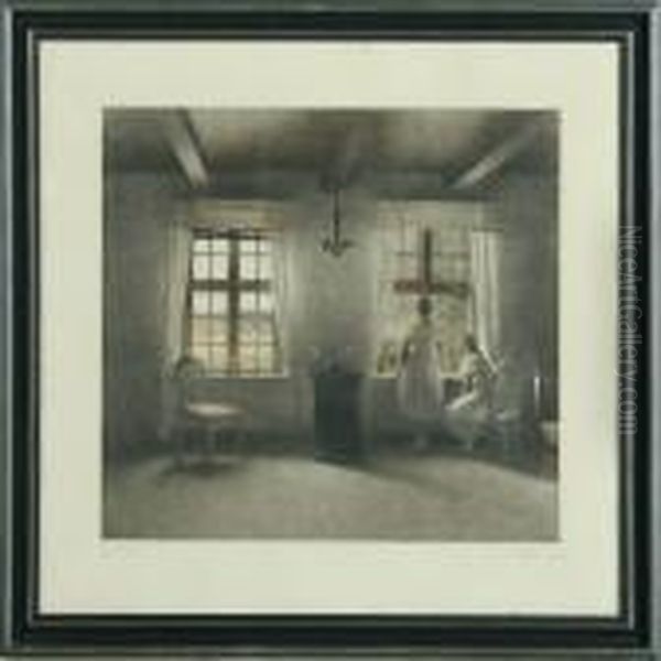 To Piger Ved Vinduet Oil Painting by Peder Vilhelm Ilsted