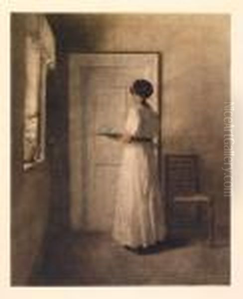 Girl With A Tray Oil Painting by Peder Vilhelm Ilsted