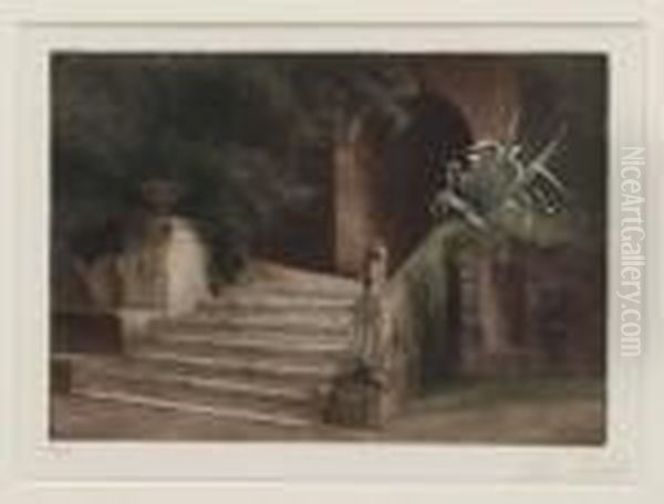 From The Garden In Villa D'este Oil Painting by Peder Vilhelm Ilsted