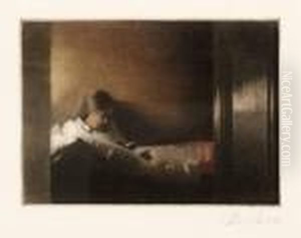 Mezzotint Printed In Colours Oil Painting by Peder Vilhelm Ilsted