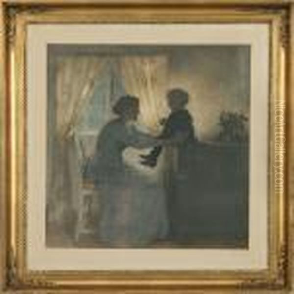 Mother And Child Oil Painting by Peder Vilhelm Ilsted