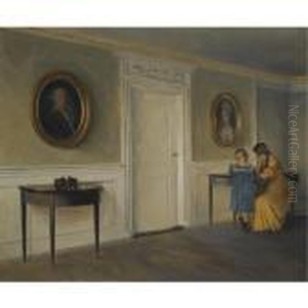 Kunstnerens Datter Pa Liselund (the Artist's Daughters At Liselund) Oil Painting by Peder Vilhelm Ilsted