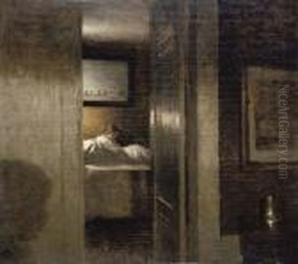 InteriaÂ¸r Med Kunstnerens Datter (interior With The Artist's Daughter) Oil Painting by Peder Vilhelm Ilsted