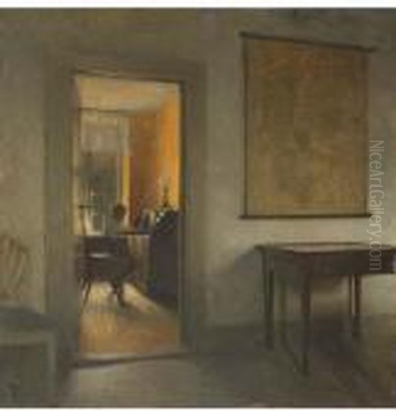 Interior Oil Painting by Peder Vilhelm Ilsted