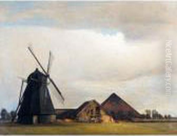 Vindmolle (windmill) Oil Painting by Peder Vilhelm Ilsted