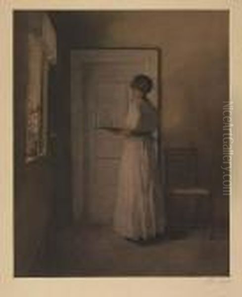 Girl With A Tray Oil Painting by Peder Vilhelm Ilsted