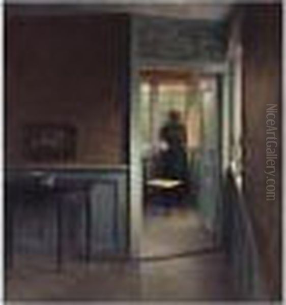 Stille Stund (reflecting By The Window) Oil Painting by Peder Vilhelm Ilsted