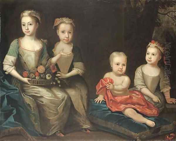 Group portrait of the Holdsworth children Oil Painting by James Francis Mauber