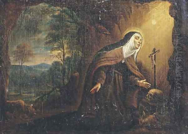 The Penitent Saint Theresa in a grotto Oil Painting by Pier Francesco Mola