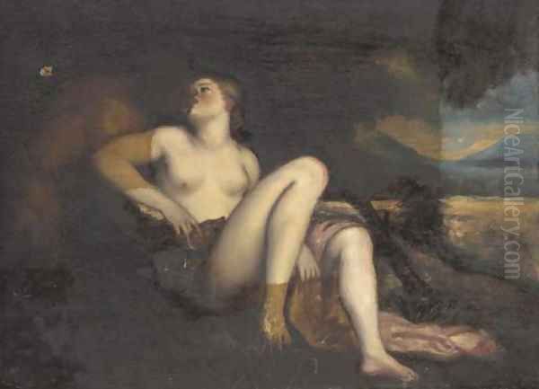 Pan and a sybil in an embrace Oil Painting by Pier Francesco Mola