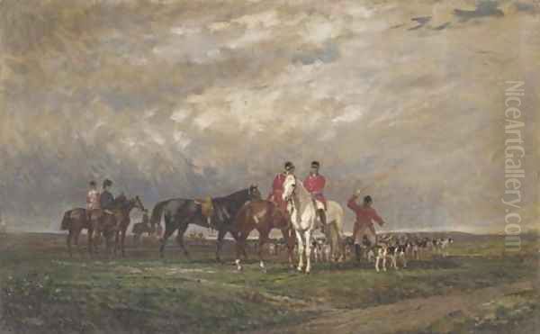 Chasse a courre en plaine Oil Painting by Auguste De Molins