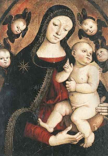 The Madonna and Child with Cherubs Oil Painting by Master Of The Orte Madonna