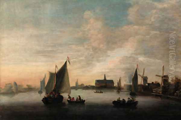 Shipping on the Haarlemmermeer Oil Painting by Hendrik De Meyer