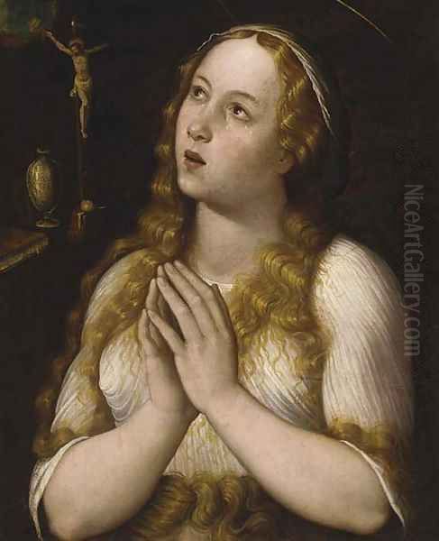 The penitent Magdalene Oil Painting by Luca Mombello