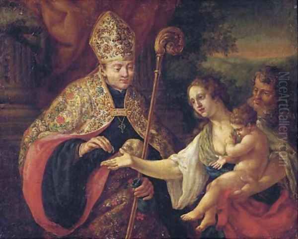 Saint Thomas of Villanueva giving alms to the poor Oil Painting by Paolo di Matteis