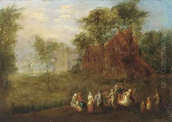 A village kermesse Oil Painting by Theobald Michau