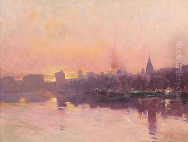 Marseille at dusk Oil Painting by Andre Maglione