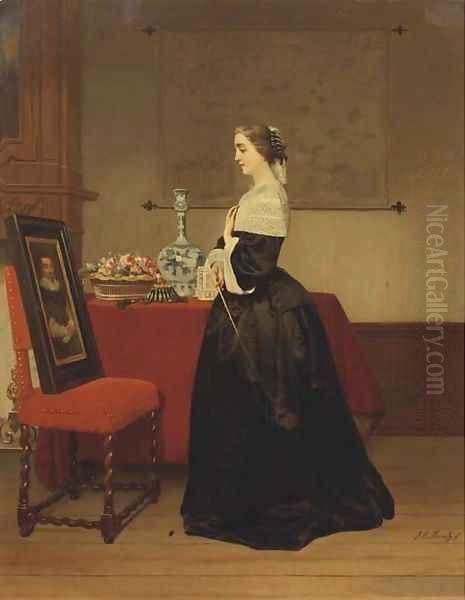 Le portrait the absent lover Oil Painting by Johannes Cornelius Mertz