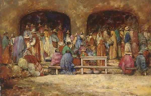 The street market Oil Painting by Mortimer Luddington Mempes