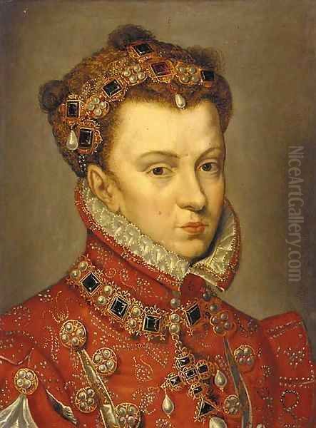 Portrait of Elizabeth of Valois, Queen of Spain Oil Painting by Antonis Mor