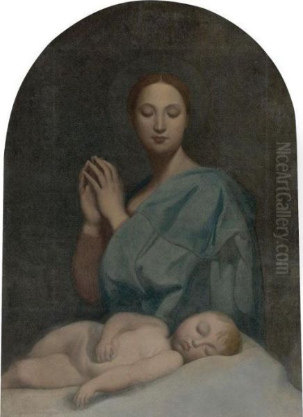 The Virgin With The Sleeping Infant Jesus Oil Painting by Jean Auguste Dominique Ingres