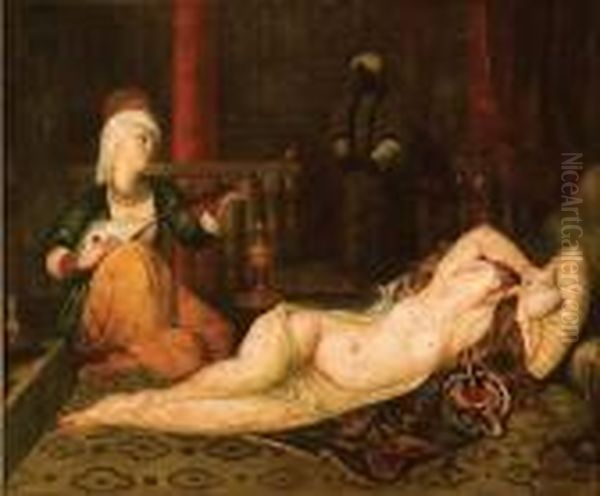 Odalisque With Slave Oil Painting by Jean Auguste Dominique Ingres