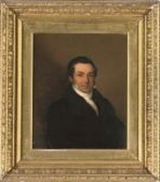 Portrait Of A Gentleman, Seated Half-length, In A Black Coat And White Tie Oil Painting by Jean Auguste Dominique Ingres