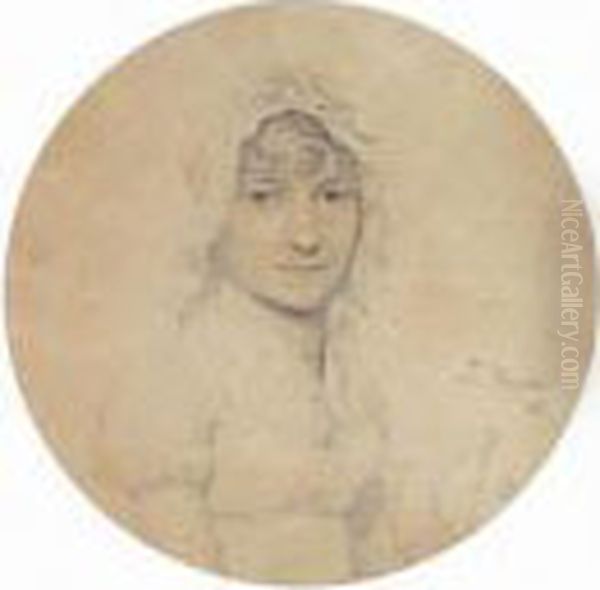 Portrait Of A Young Woman Wearing A Lace Bonnet Oil Painting by Jean Auguste Dominique Ingres