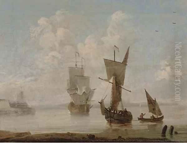 Arriving at the anchorage in a calm Oil Painting by Peter Monamy