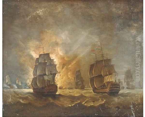 A naval battle Oil Painting by Peter Monamy