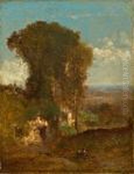 Italian Landscape Oil Painting by George Inness