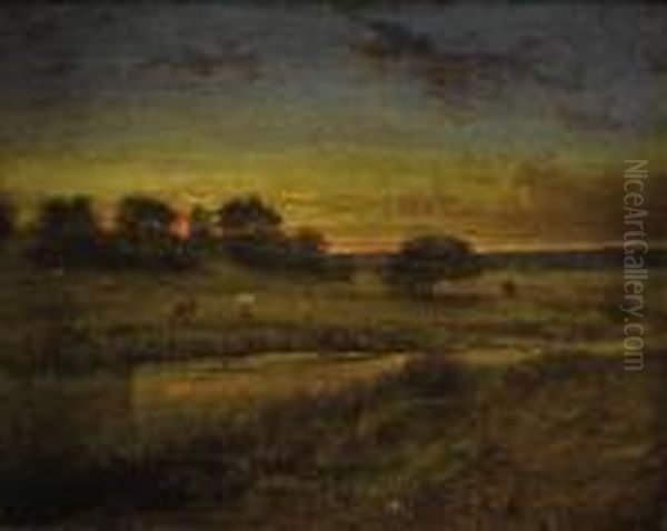 Pasture At Dawn Oil Painting by George Inness