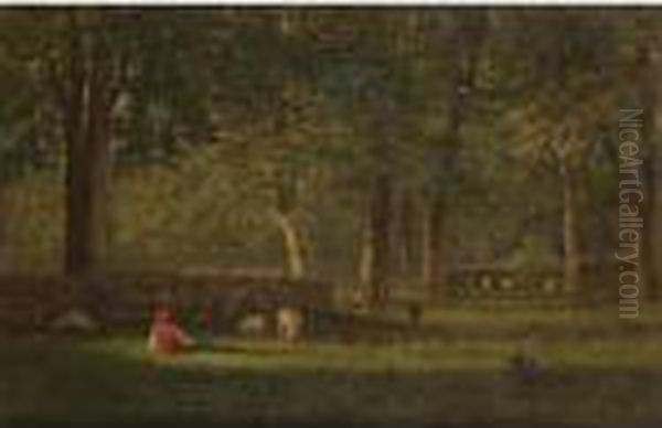 Wood Interior-sheep Oil Painting by George Inness